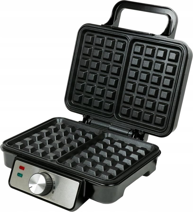 Wafelijzer Zilver 1200W Antiaanbaklaag met Cool-Touch Handgreep Voor 2 Grote Belgische Wafels