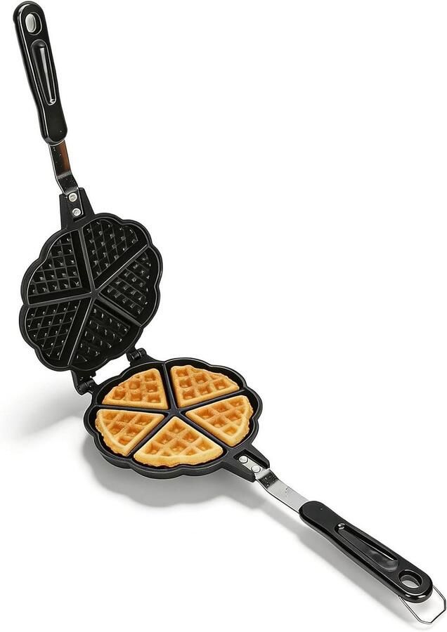 Wafelijzerpan Mini Wafelmaker Ontbijt Bakken Anti-aanbak 15 x 37cm Zwart