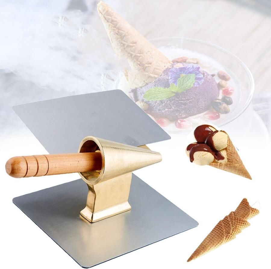 Wafelkegel Maker IJs Roll Cilinder Maak IJshoorntjes Comfortabele Grip 143MM Hoogte Zilver