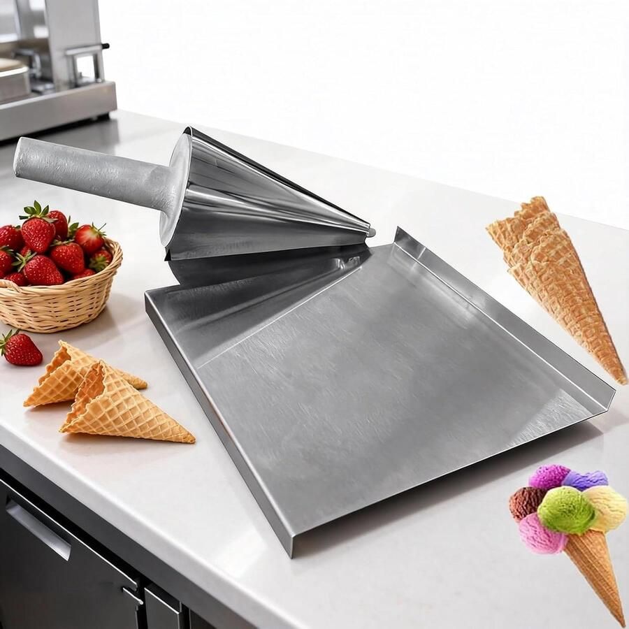 Wafelkegel Rol IJshoorntjes Maker Bakken Thuis Antiaanbak Oppervlak 260mm x 195mm Zilver