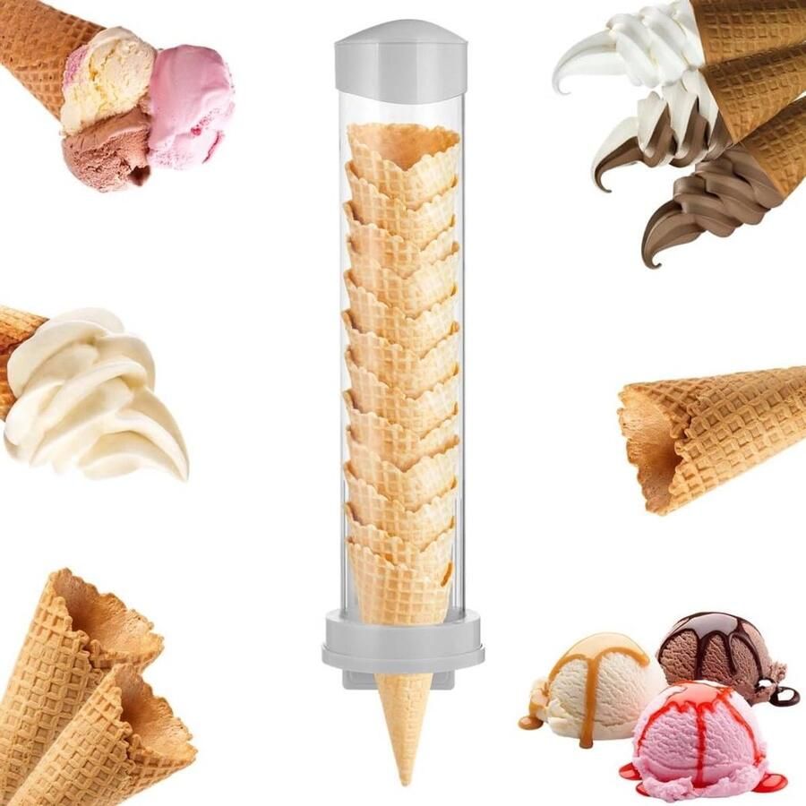 Wafelkegelhouder IJskegeldispenser IJsmachines Gebruiken Magnetische en Zelfklevende Platen 16 x 33 Inch Transparant