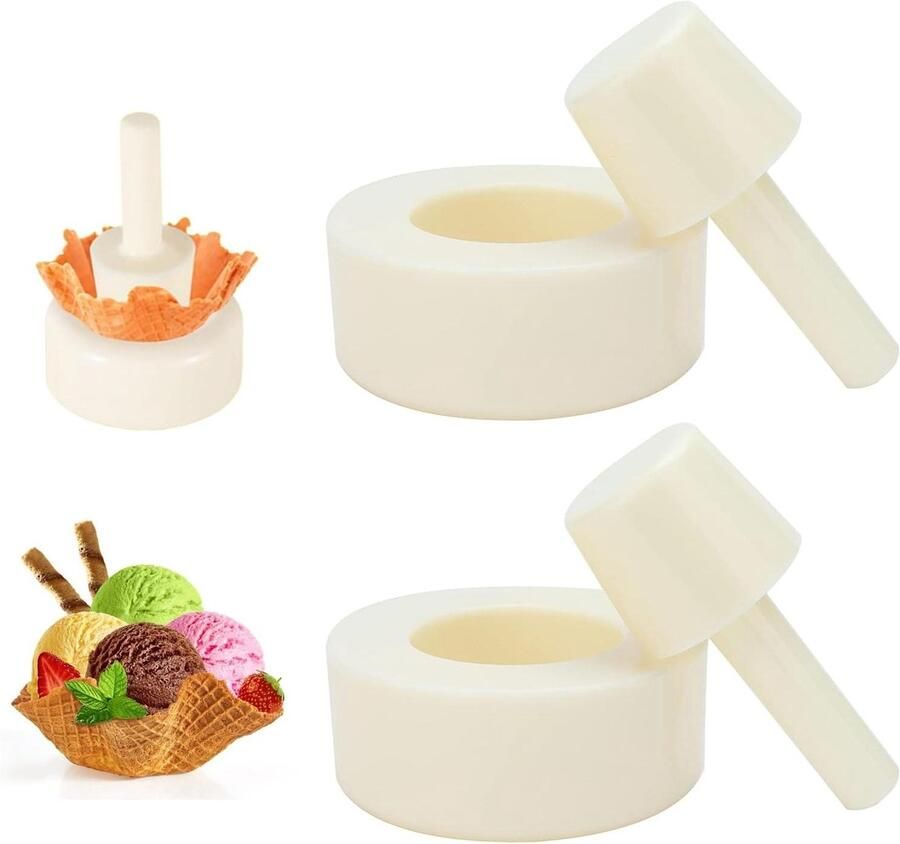 Wafelkegelmakers IJsmachine Kegelvorm Zelf IJs Maken Hittebestendig ABS 2 Stuks Wit
