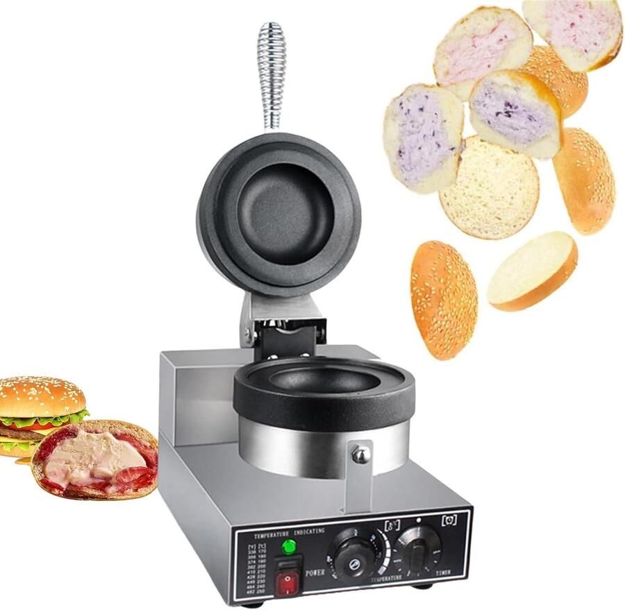 Wafelmachine Broodverwarmer Hamburgers Bakken Dubbelzijdig Verwarmen 25x38x28cm Zilver