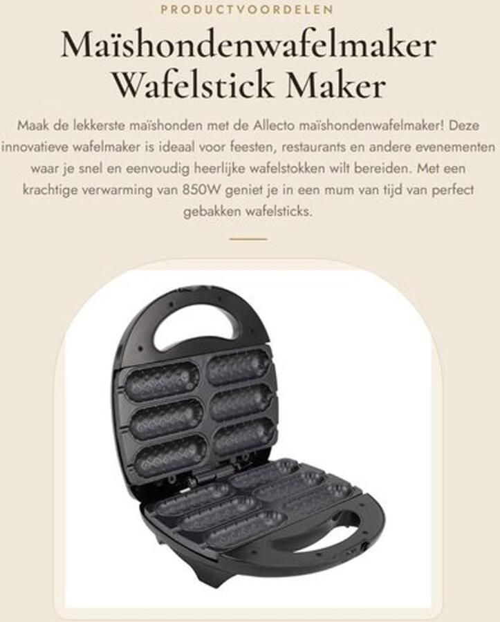Wafelmaker 850W Snelle Verwarming Maïshondenwafelmaker Anti-aanbak Eenvoudig Schoon te Maken Hotdog Machine Commercieel Gebruik Wafelijzer - Foto 1