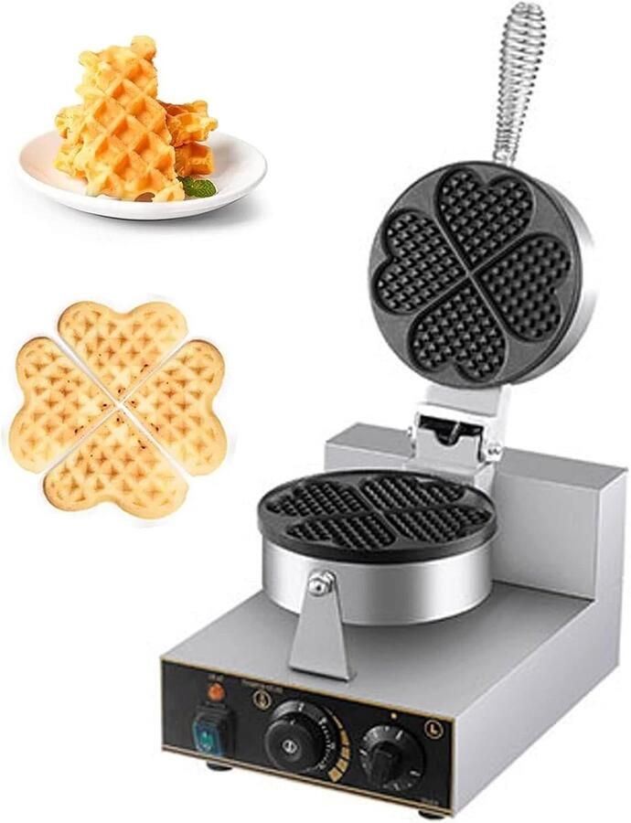 Wafelmaker Apparaat Bakplaat Snacks Maken Dubbelzijdig Verwarmen 1200W Vermogen Zilver