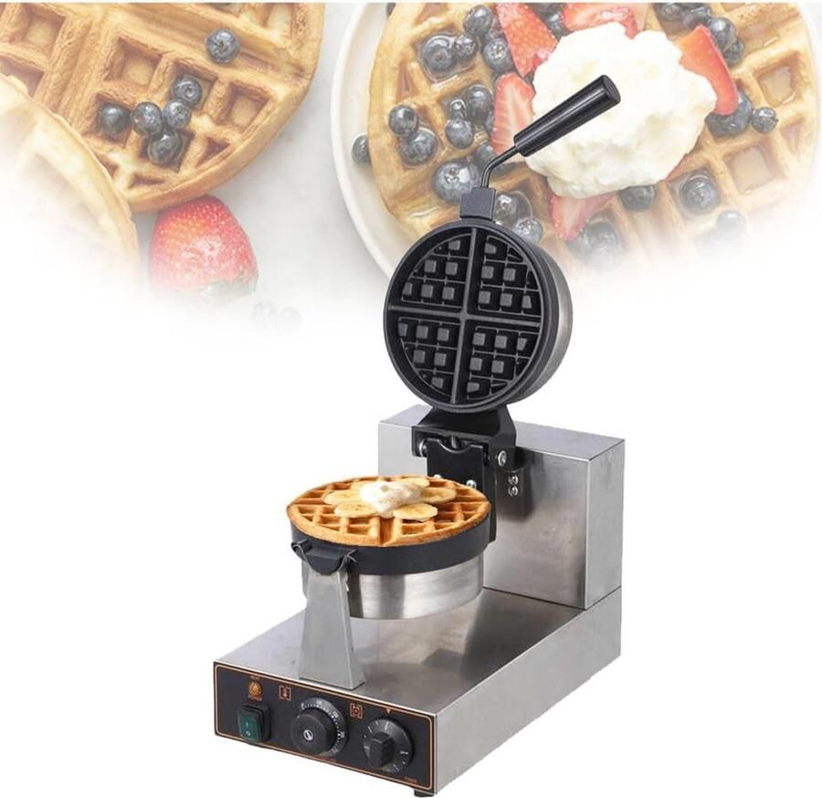 Wafelmaker Apparaat Ontbijt Maken Roestvrij Staal 55x25x31cm Zilver