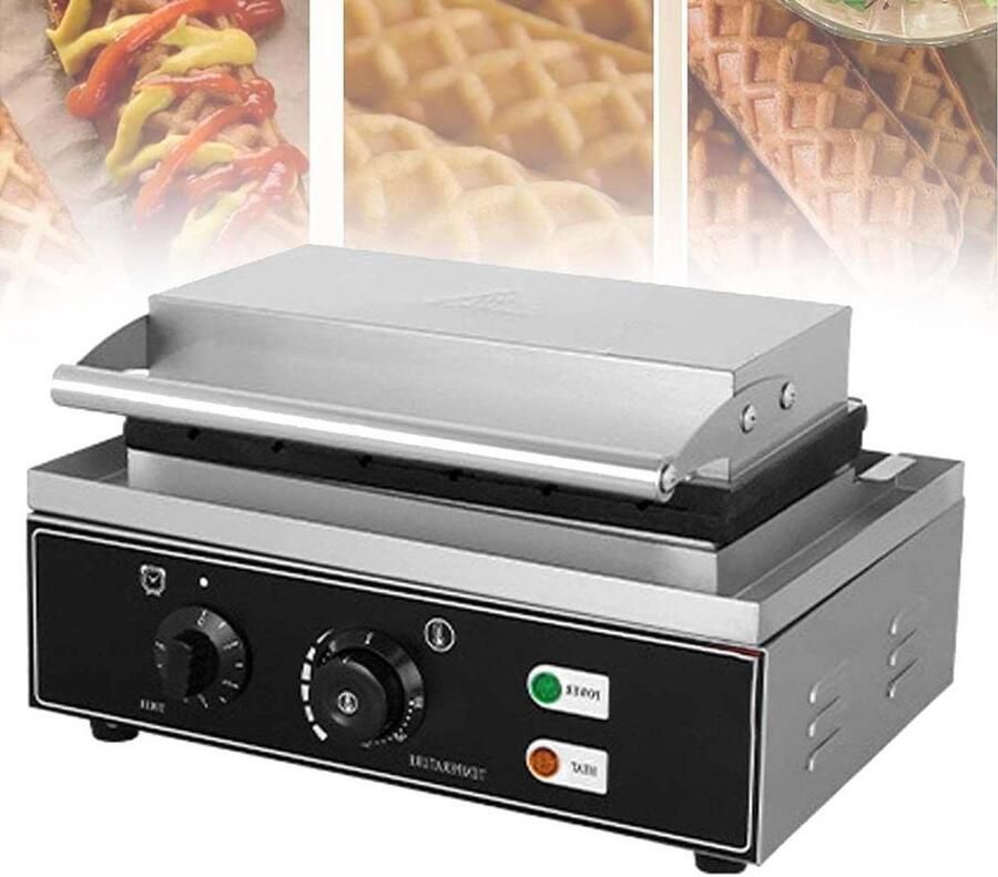 Wafelmaker Apparaat Snack Maker Snacks Bakken 6 Standaard Wafels 1500 Watt Zilver