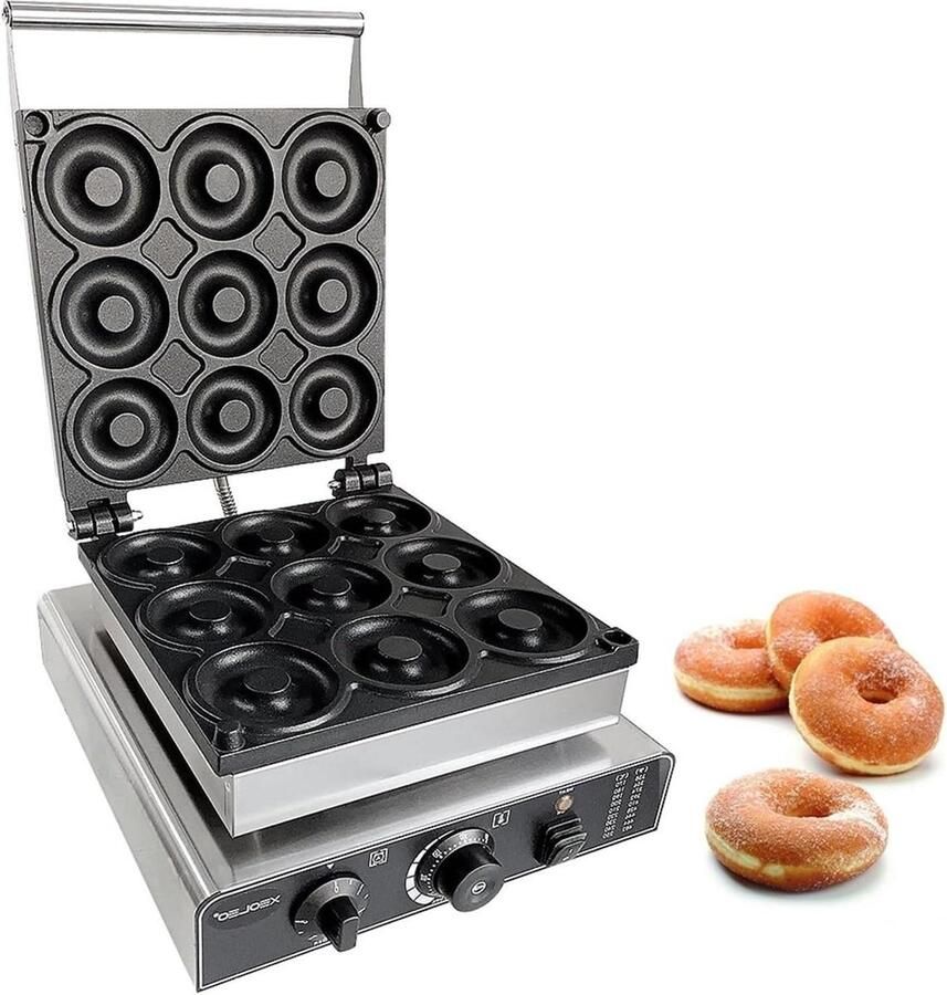 Elektrische Wafelmaker Donut Maker Zelf Bakken Dubbelzijdig Verwarmen 9 Stuks Zilver