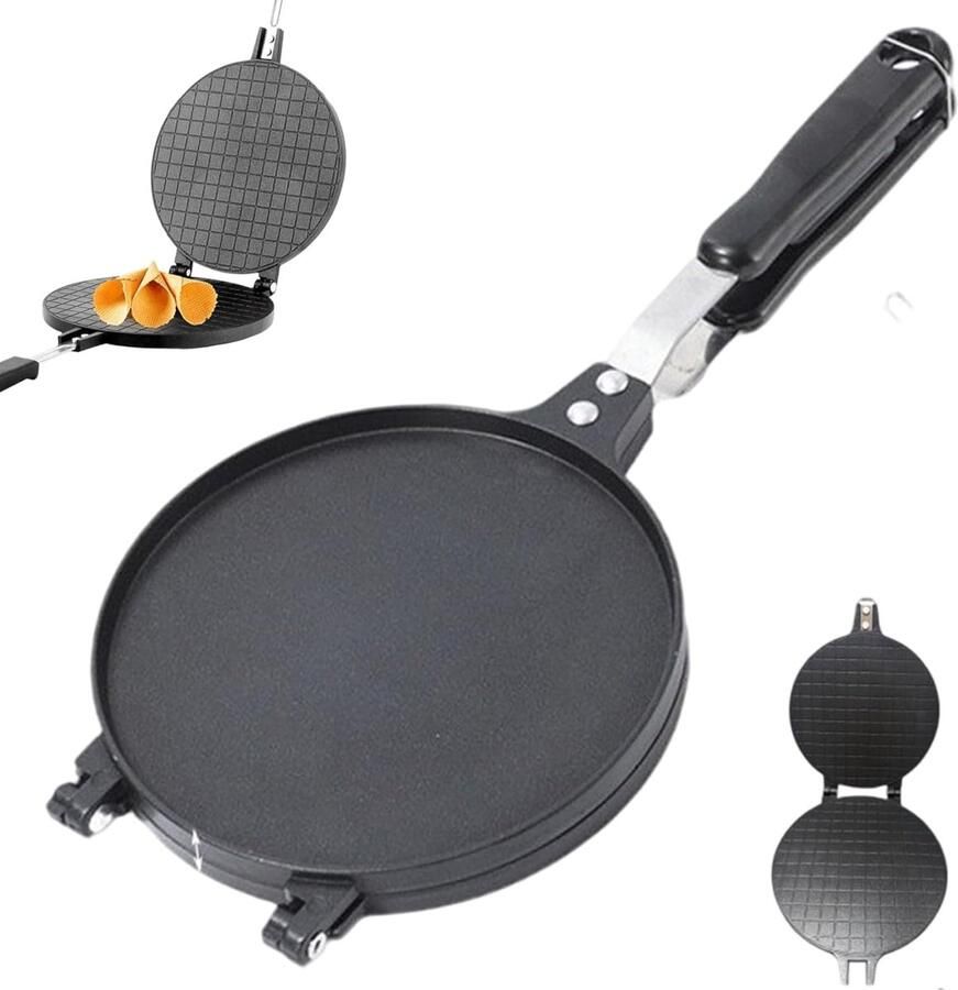 Wafelmaker Dessert maker Desserts maken Antiaanbaklaag 17 cm diameter Zwart