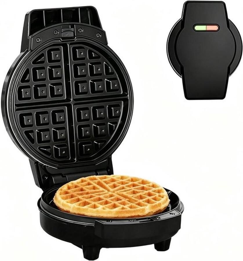 Wafelmaker en tostiapparaat Apparaat voor sandwiches en ontbijt Binnen korte tijd snacks bereiden 3 uitwisselbare platen Klein formaat Zwart