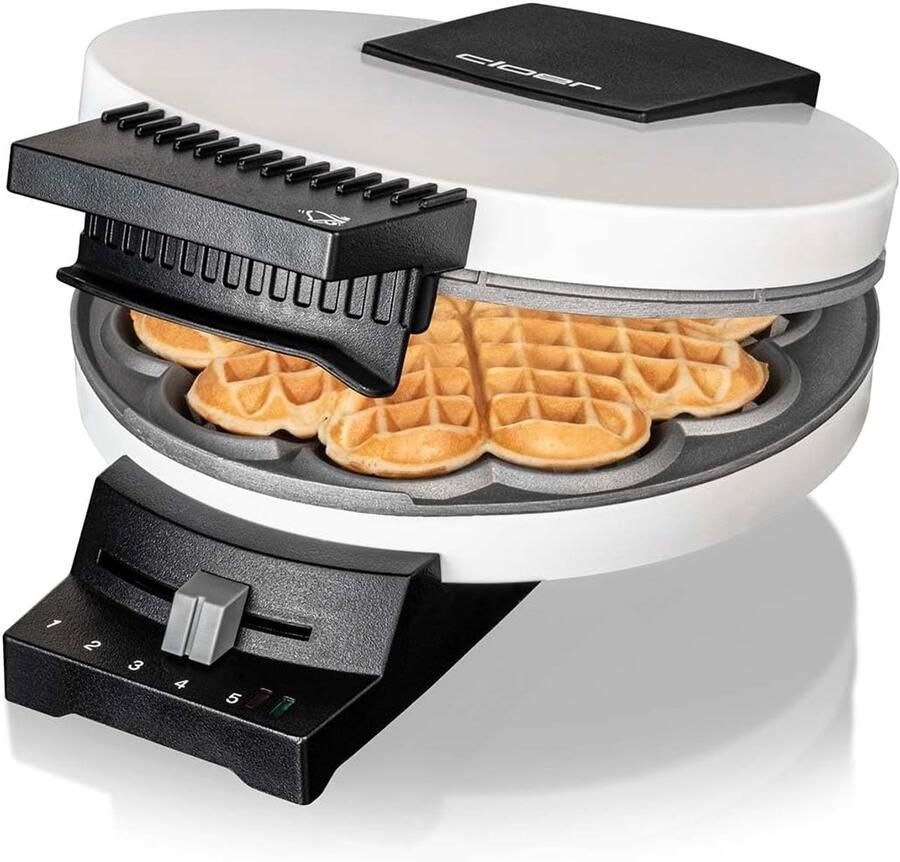 Wafelmaker Hartjes Apparaat Bakken Lekkere Wafels Maken Optisch Akoestisch Signaal 16 cm Doorsnee Wit
