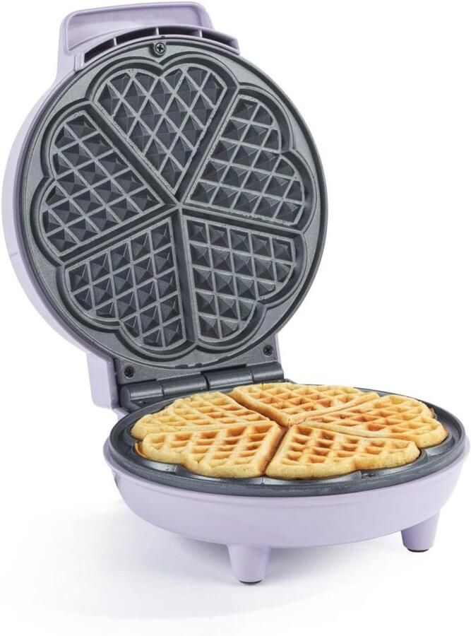 Wafelmaker Hartjes Apparaat Bakken Ontbijt Maken PFAS-vrije Platen 18 cm Platen Paars