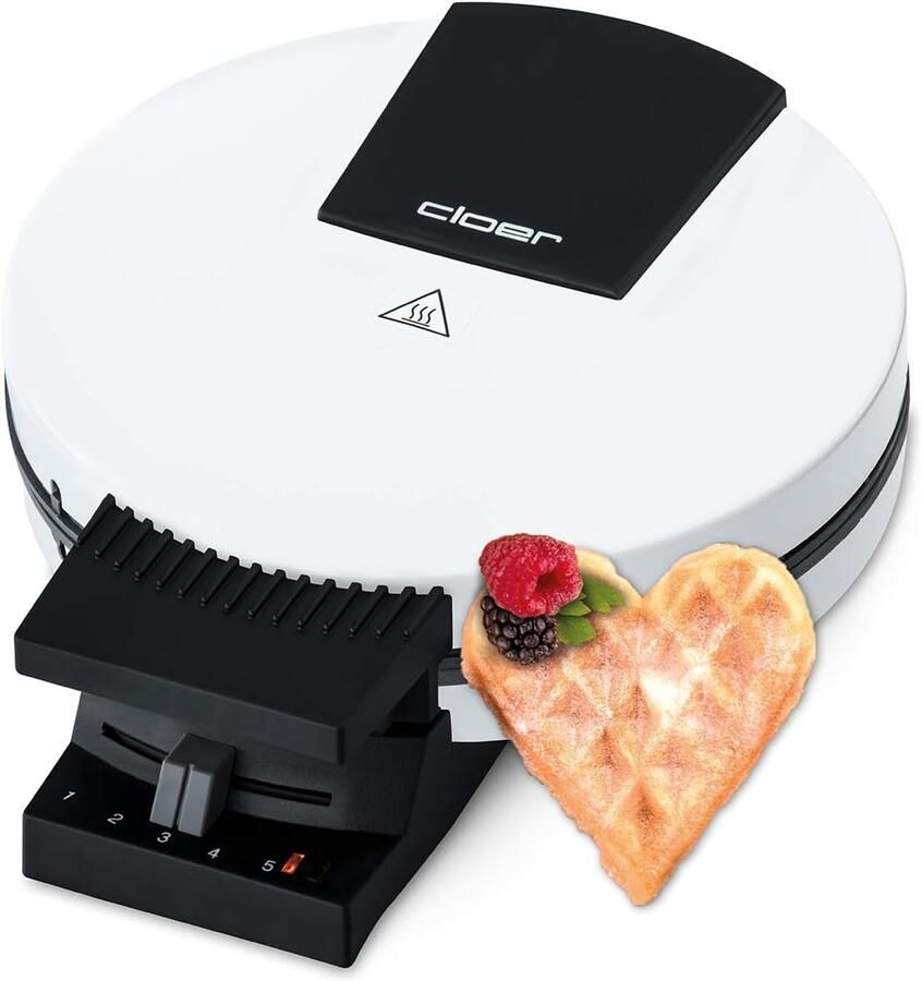 Wafelmaker Hartjes Wafelijzer XXL Zelf Wafels Bakken XXL Formaat 19.5 cm Wit