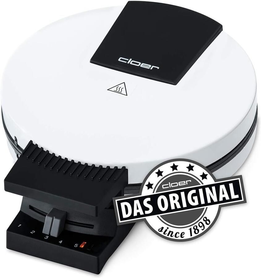 Wafelmaker Hartjes Wafelijzer XXL Zelf Wafels Bakken XXL Formaat 19.5 cm Wit