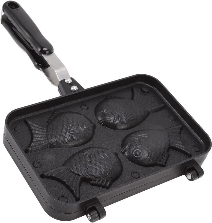 Wafelmaker Pan Cakevorm Desserts Maken 4 Vormen Vis 22.5 x 36.5 cm Zwart