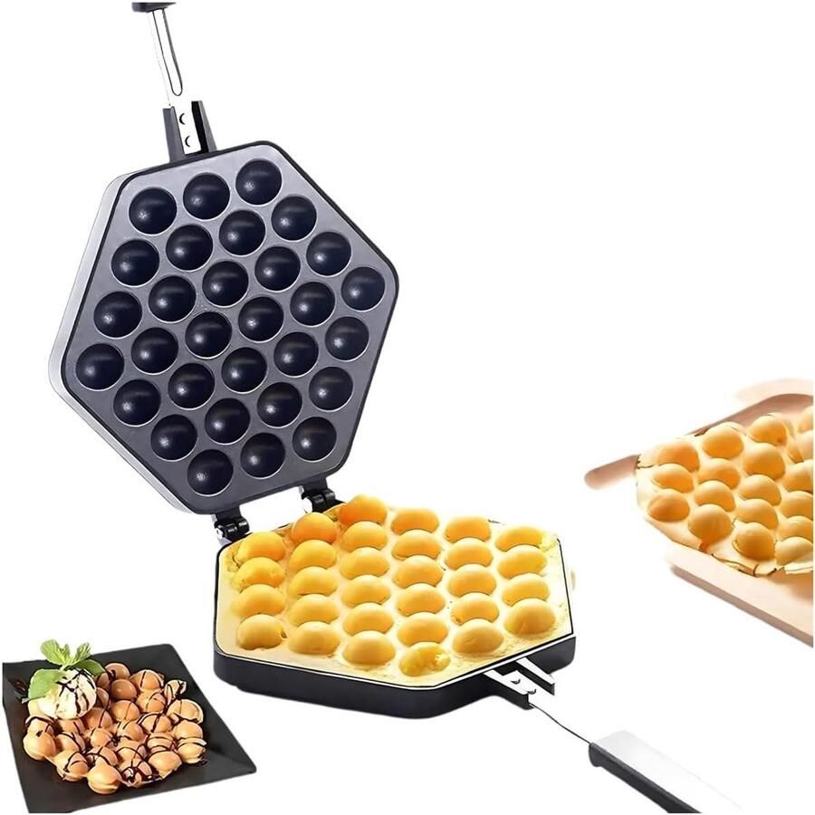 Wafelmaker Pan Eierwafel Bakvorm Snacks Maken Dubbelzijdig Anti-aanbak 39 cm Lengte Zwart