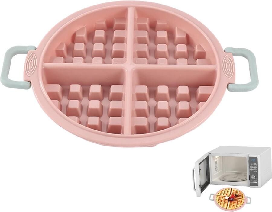 Wafelmaker Siliconen Bakvorm Wafels Zelf Gebak Maken Non-stick Ontwerp 25x19.3x2.5cm roze