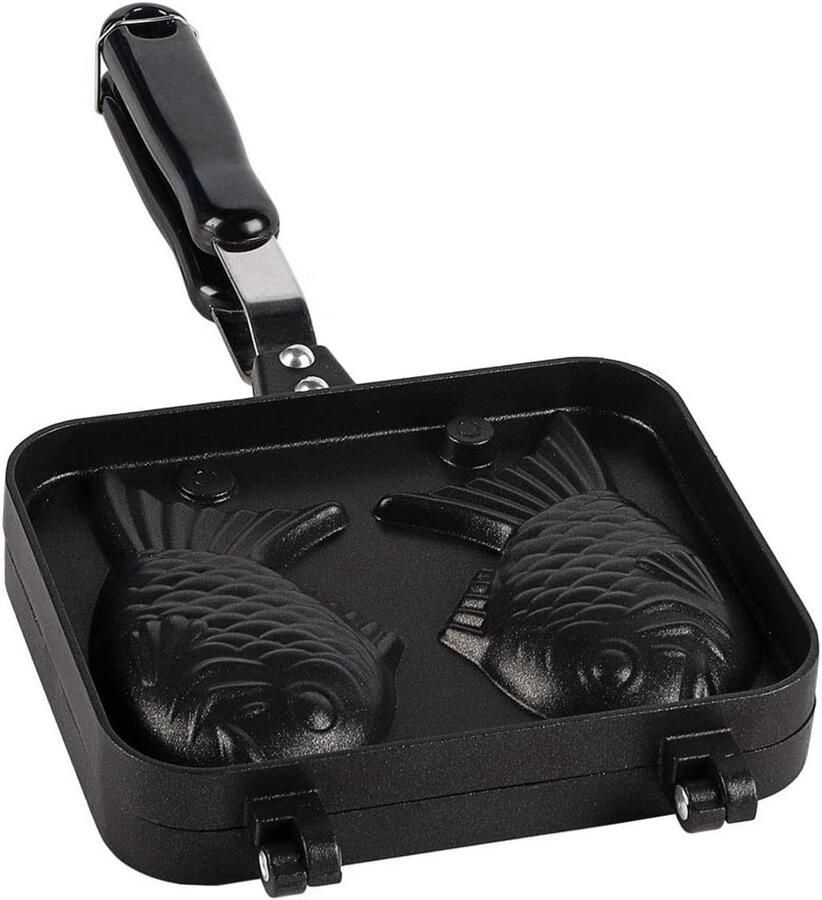 Wafelmaker Visvorm Bakvorm Plancha Zelf Gebak Maken Dubbelzijdige Vorm 14x18 cm Zwart