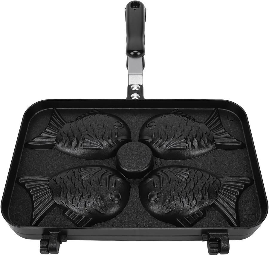 Wafelmaker Visvorm Pannenkoekvorm Thuis bakken Dubbelzijdig bakken 38x25x5 cm Zwart