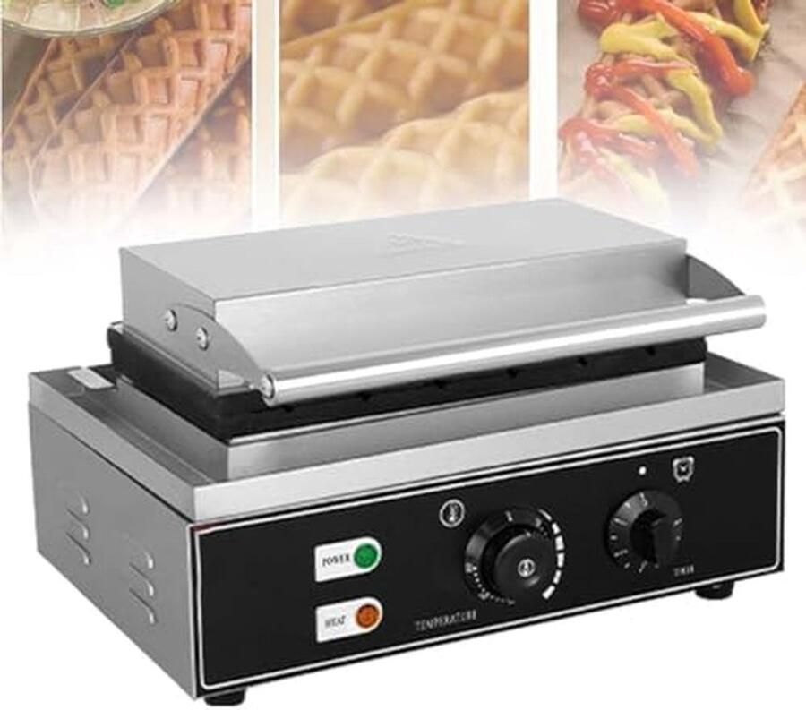 Wafelmaker voor 6 Maïs Honden Hot Dog Wafelijzer Snacks Maken Nonstick Roestvrij Staal 6 Stuks Zilver
