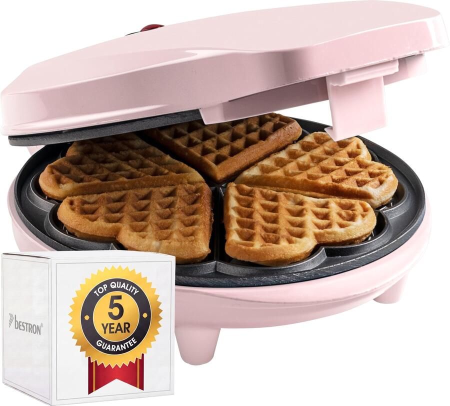 Wafelmaker voor Hartvormige Wafels met Indicatielampje en Anti-aanbaklaag