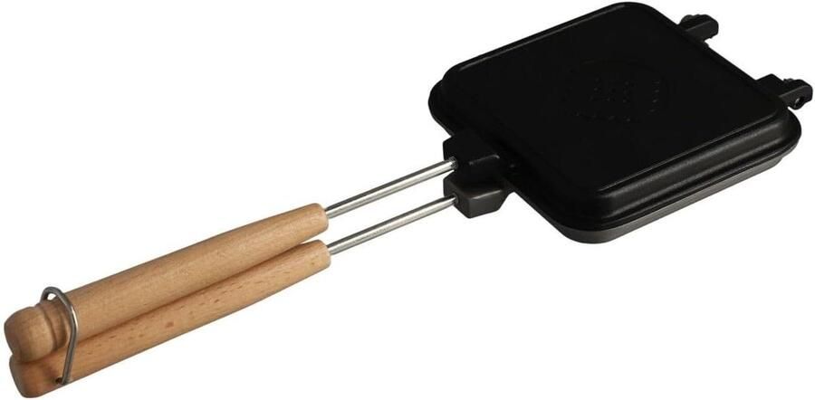 Wafelpan Sandwichmaker Lekker Ontbijten Dubbelzijdig Koken 34 cm Lengte Zwart