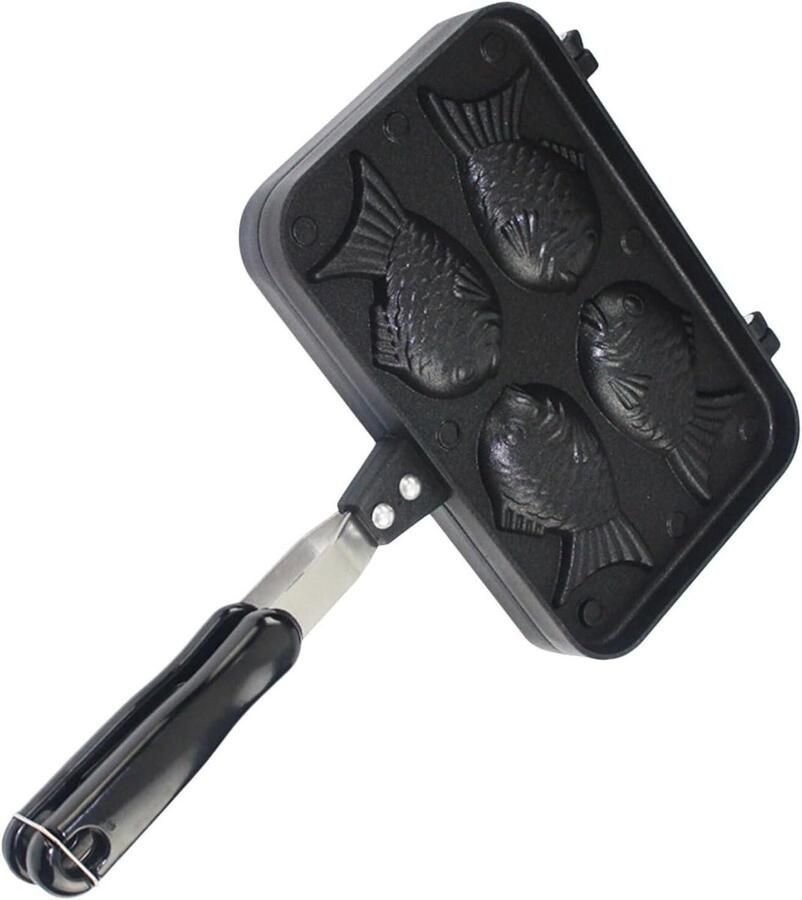 Wafelpan Visvorm Pannenkoekvorm Bakplaat Creatief Bakken Non-stick Coating 34.5 cm Zwart
