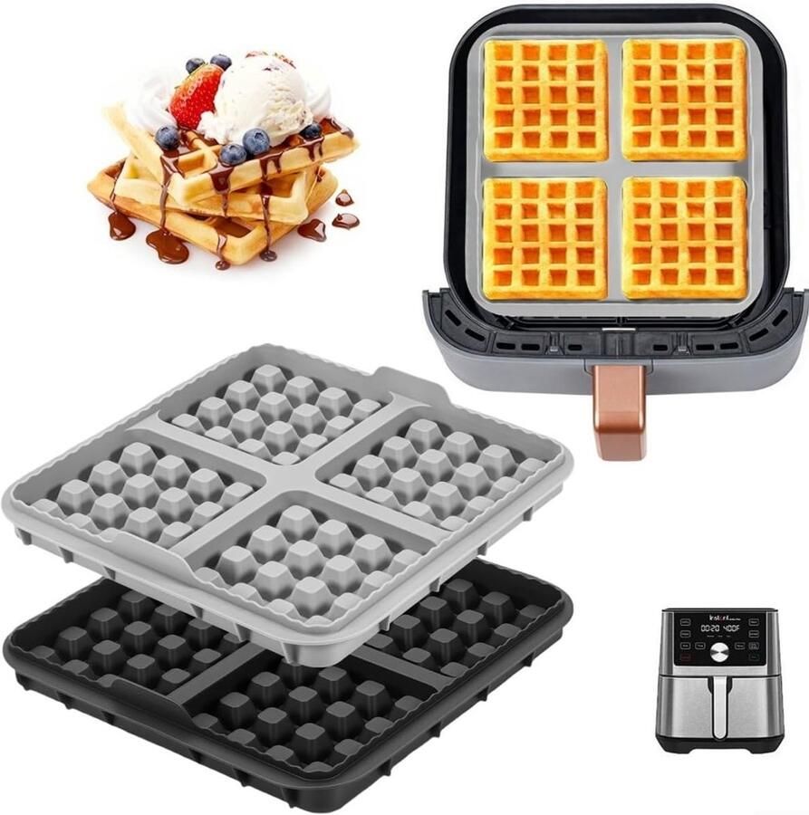 Wafelplaten Bakvormen Ontbijt Maken Anti-aanbak 2 stuks Zwart