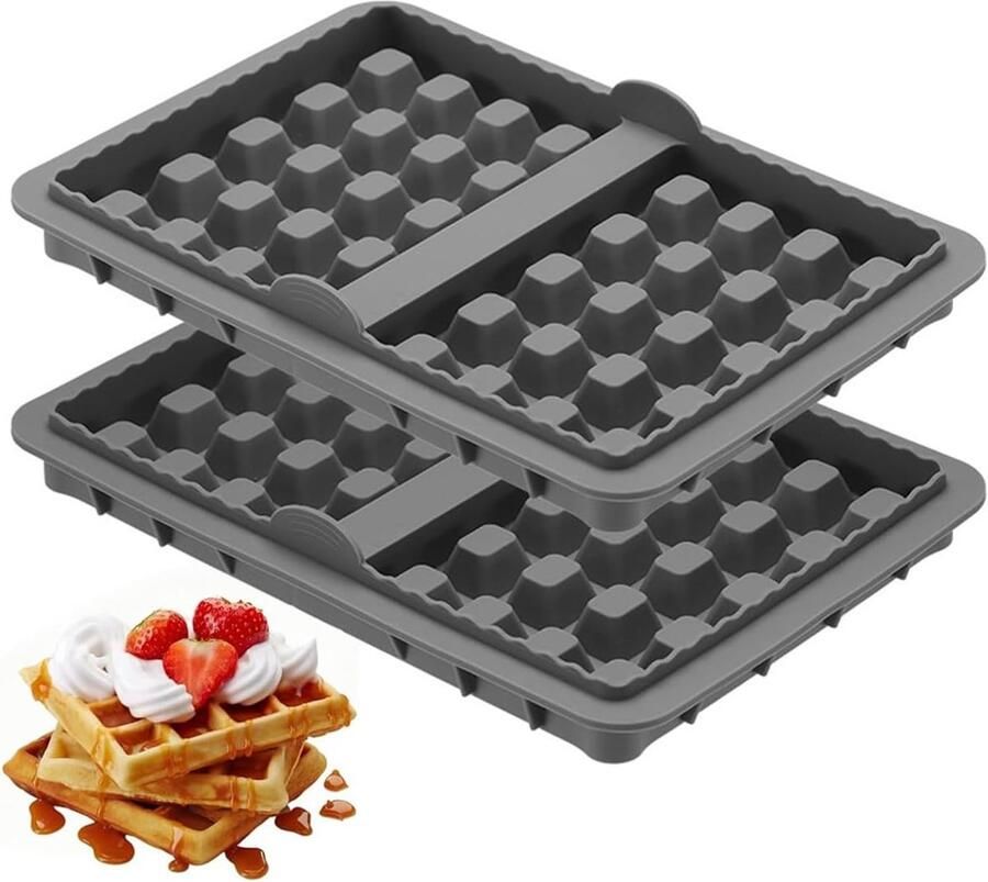 Wafelplaten Set Wafelbakplaten Wafels Bakken Antiaanbaklaag Set van 2 Grijs