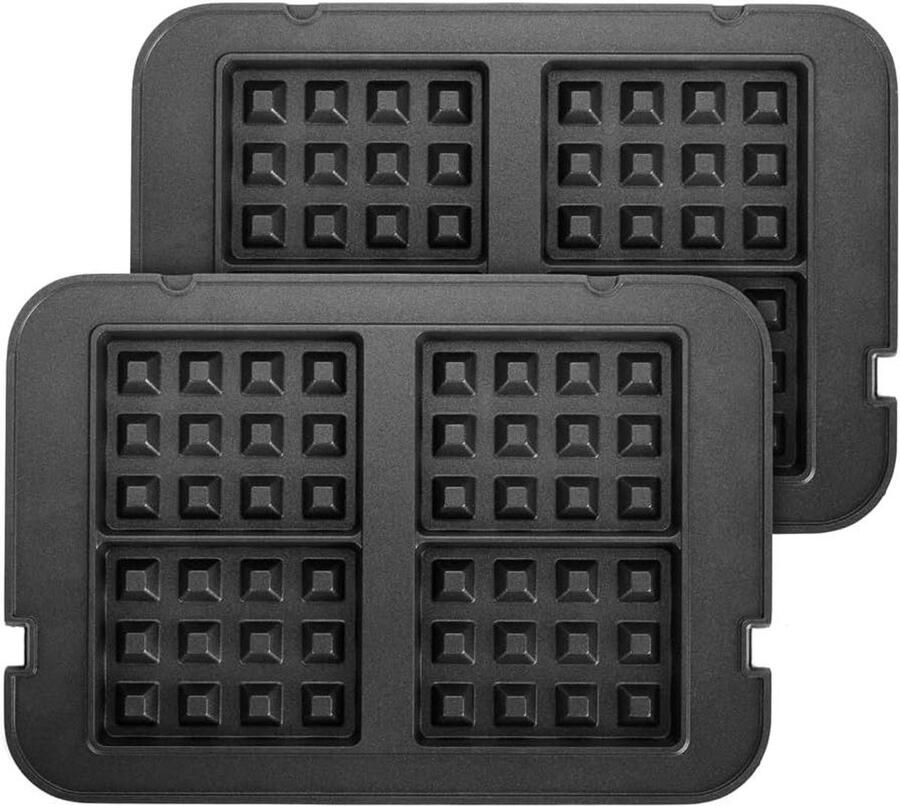 Wafelplaten Set Wafelijzer Platen Belgische Wafels Bakken Vaatwasmachinebestendig 4 Wafels Tegelijk Zwart