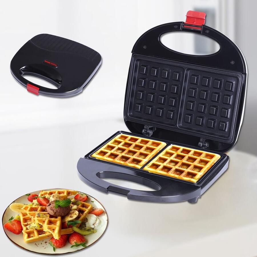 Wafeltang Ontbijtbakmachine tosti apparaat wafelijzer Broodbakmachine Aluminium Zwart