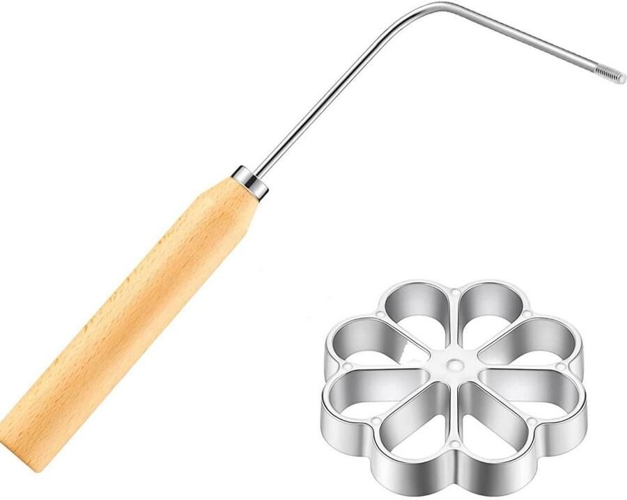 Wafelvorm Bakvorm Huisgemaakte Snacks Houten Handvat 27 cm Zilver