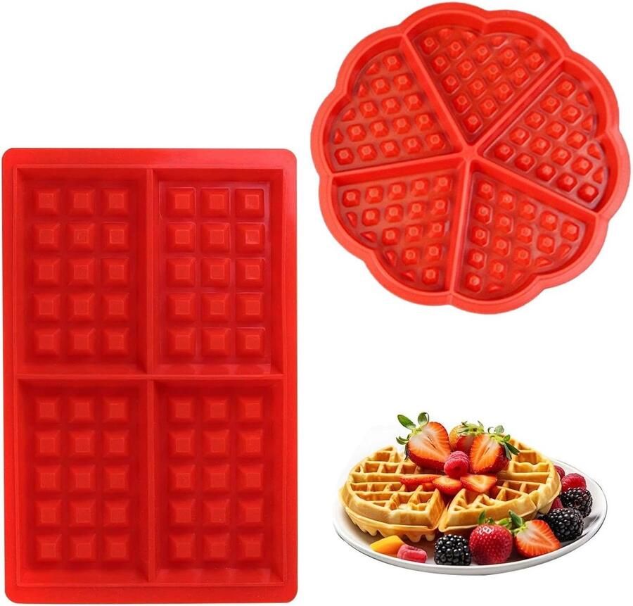 Wafelvorm set van 5 siliconen rechthoekig en vierkant ideaal voor zelfgemaakte wafels ShopVlot