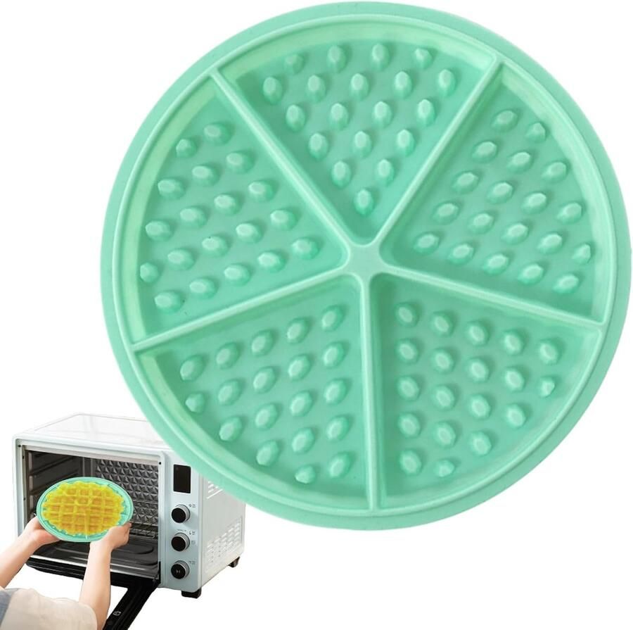 Wafelvorm Siliconen Bakplaat Wafelijzer Zelf Wafels Bakken Non-stick Glad Oppervlak 17.5x17.5x1 cm Muntgroen