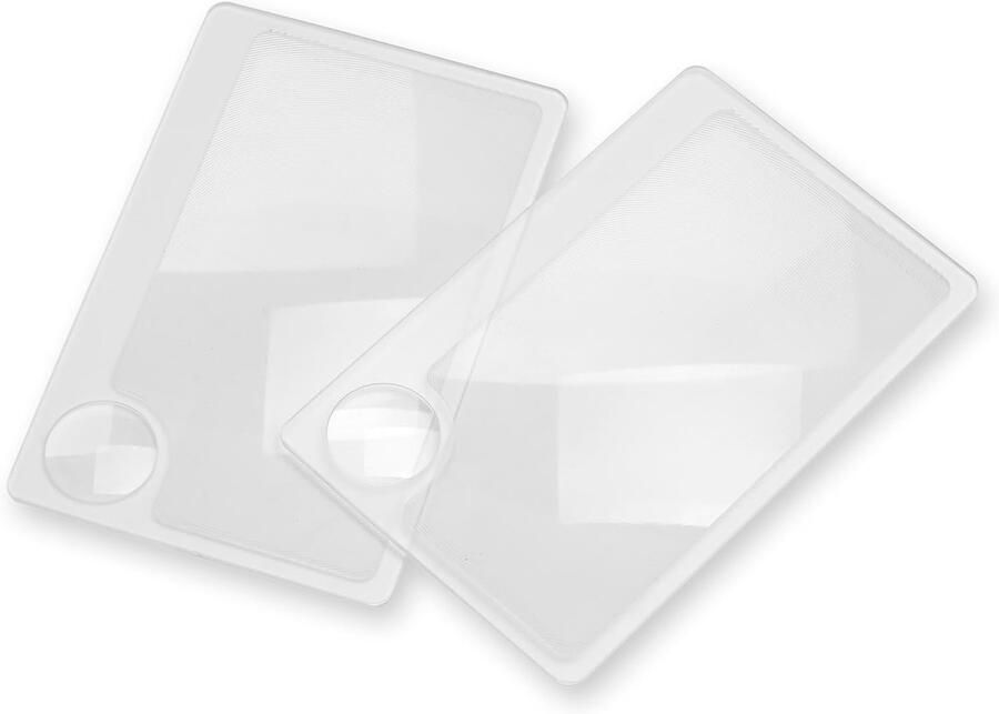 Wallet Twin Pack Mag Creditcard Groot 2 5x Vergrootglas met 6x Spotlens in Verpakking van 2 (WM-01) 2.5x Fresnel Pocket Leesvergrootglas met 6x Spot Lens voor Menu's Fijne Print & Kaarten (WM-01)