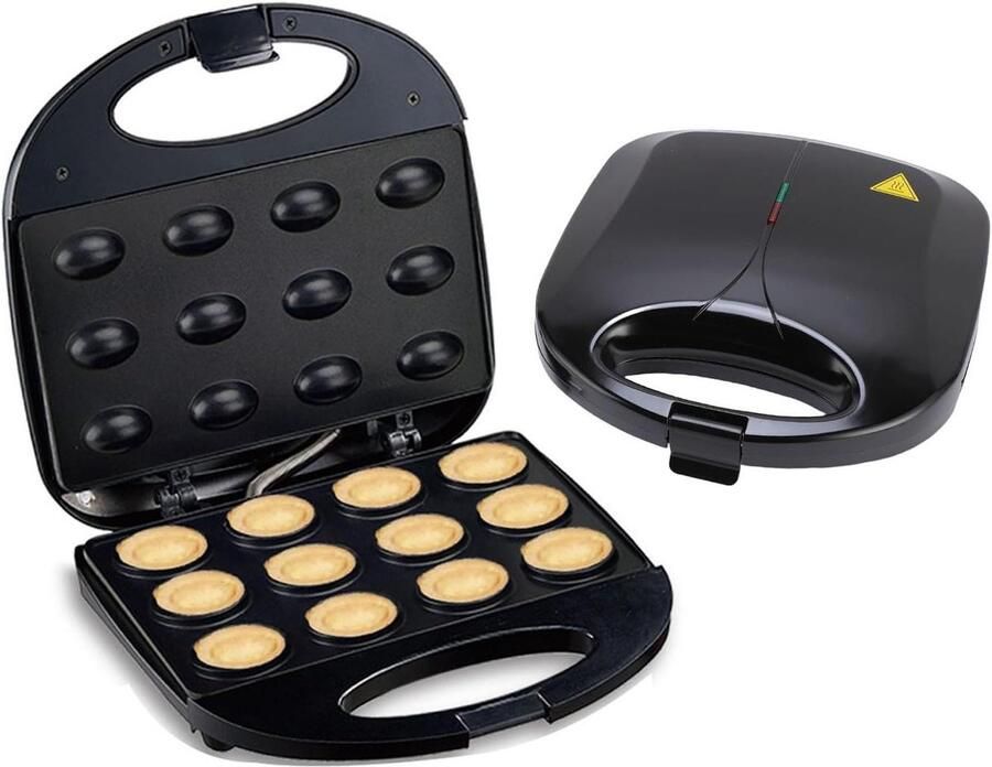 Walnoot Cake Maker Mini Koekjes Thuis Bakken Dubbelzijdig Verwarmen 12 Gaten Zwart