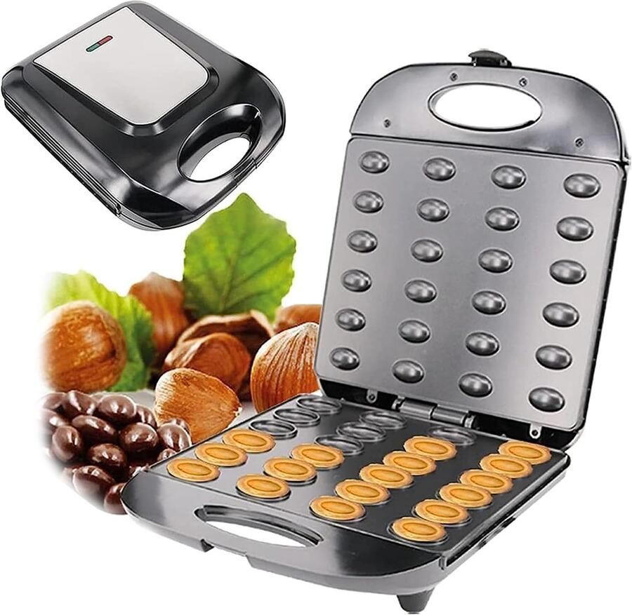 Walnotenkoekjesmaker Elektrisch Cake Maker Bakmachine Koekjes Bakken Dubbelzijdige Verwarming 31x26x10.5 cm Roestvrij Staal