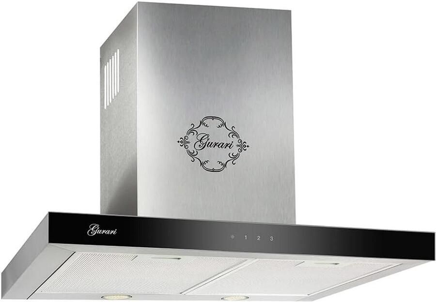 Wandafzuigkap 60 cm RVS & Zwart Glas Krachtige 1000 m³ u Afzuiging Incl. Afstandsbediening