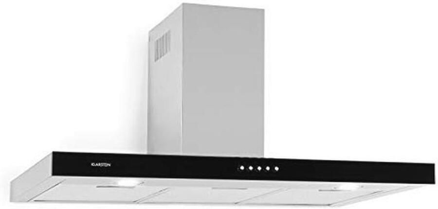 Wandafzuigkap 90 cm 310 m³ h 2 Aluminium Vettenfilters 66 dB RVS en Zwart Acryl Glas