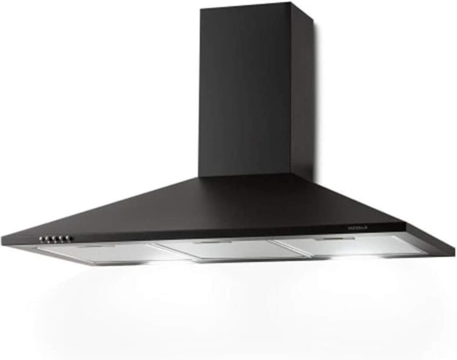 Wandafzuigkap Keukenventilator Geuren Afvoeren Taps Toelopende Vorm 90 cm Breed Mat Zwart