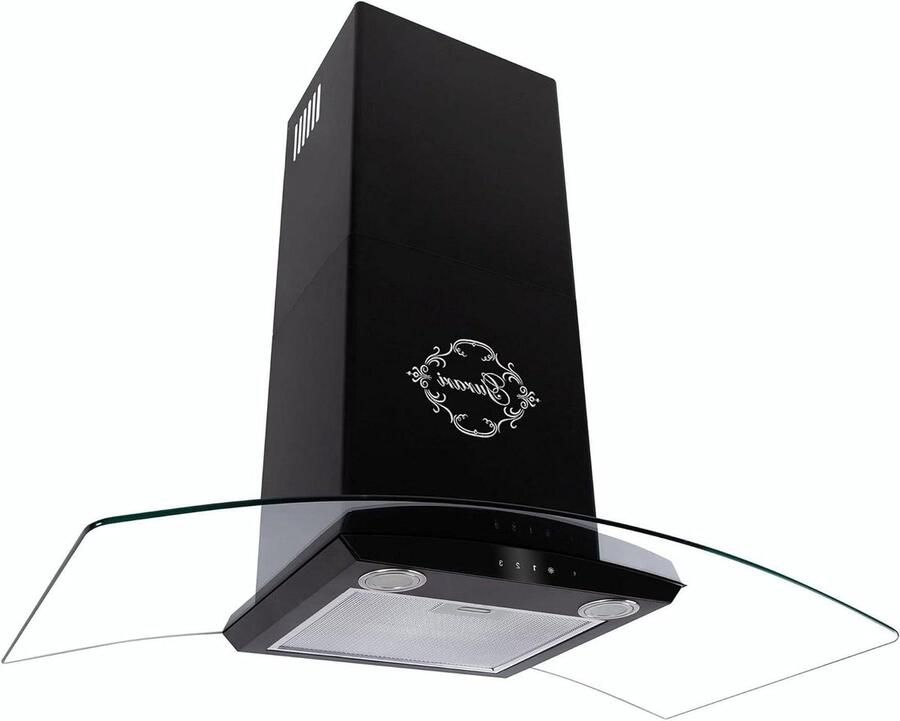 Wandafzuigkap Keukenventilator Koken Lucht Zuiveren Krachtige 1000m³ u Motor 60cm Breed Zwart