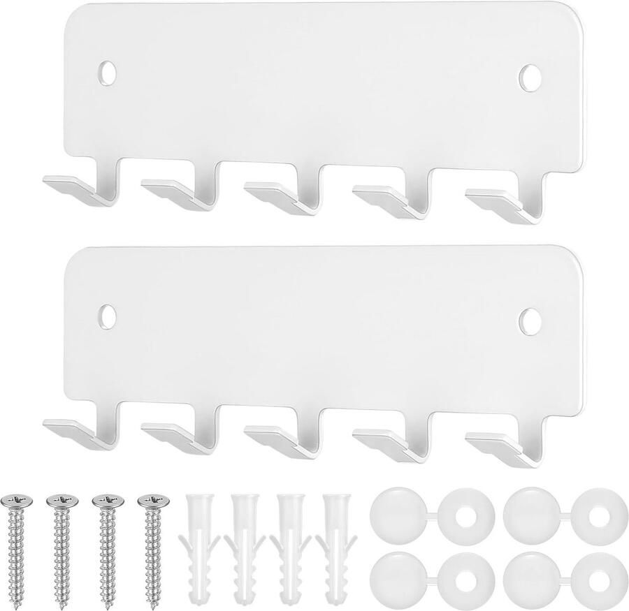 Wandgemonteerde Sleutelhouder met 5 Haken Sleutelorganizer voor Hal Slaapkamer Woonkamer en Badkamer