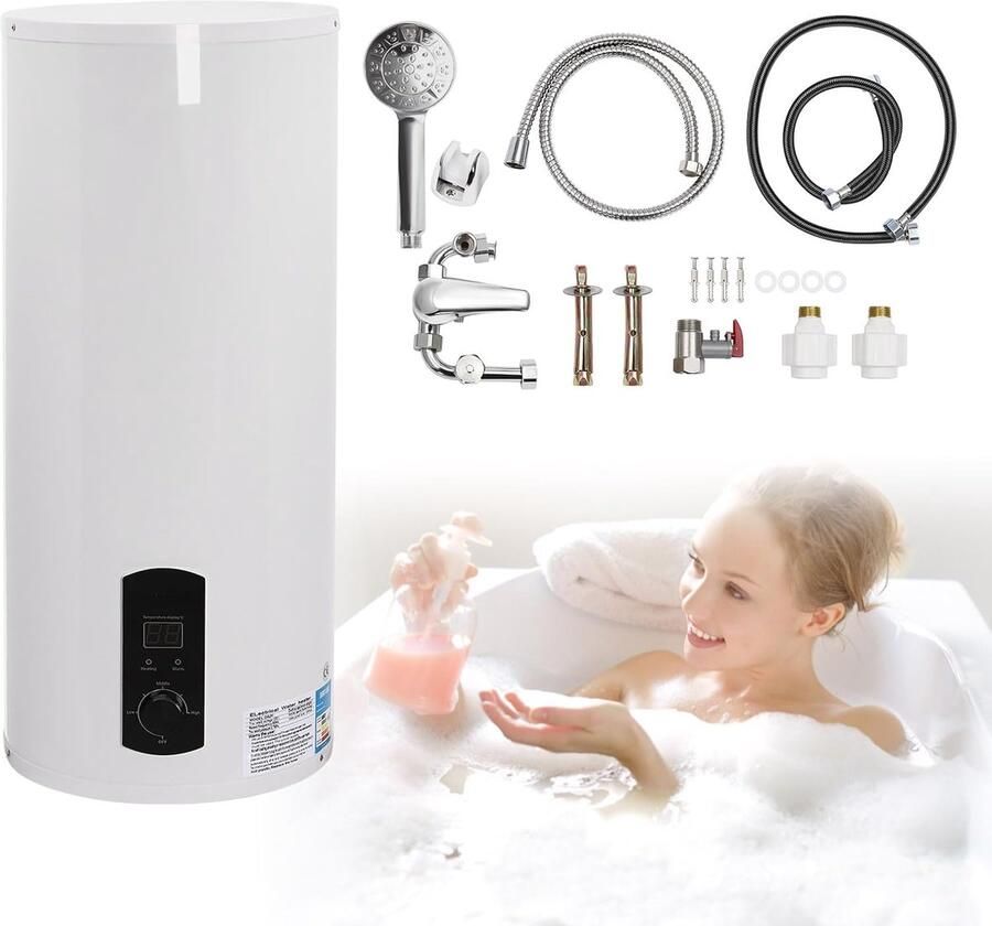 Wandhangende Elektrische Boiler 80L 100L 120L – Hoogwaardige Waterboiler met LED-scherm voor Keuken Badkamer & Tuin