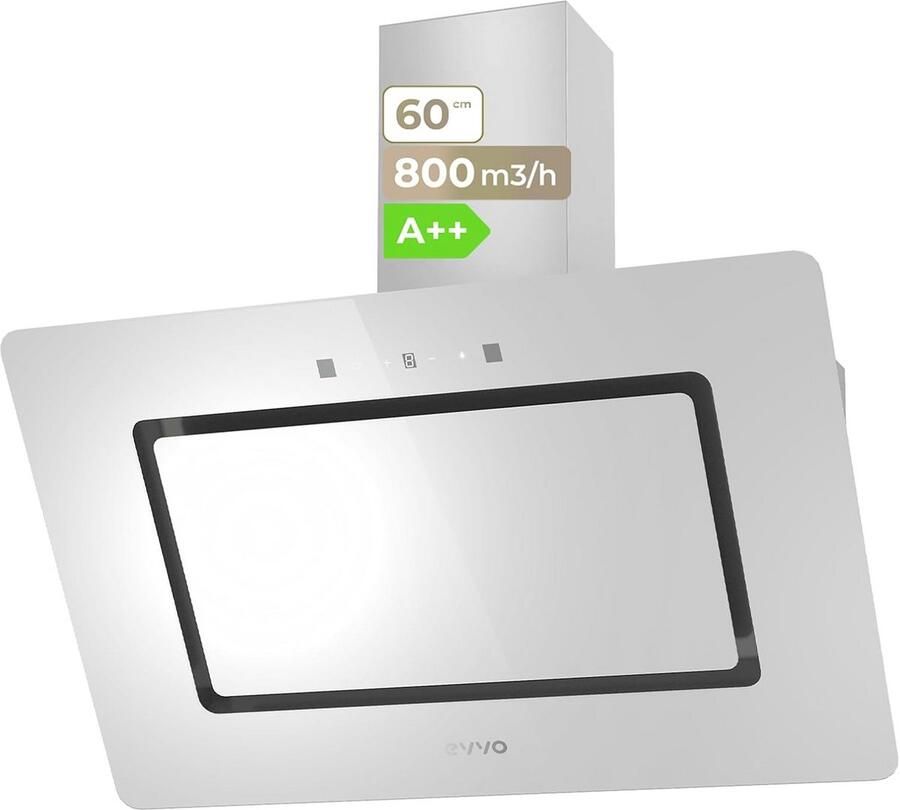 Wandmodel Afzuigkap 60 cm Breed Wit Glas Energieklasse A++ Touch & Gebarenbediening