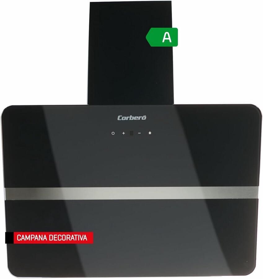 Wandmodel Afzuigkap Zwart Glas 60 cm Hoog Rendement Energieklasse A