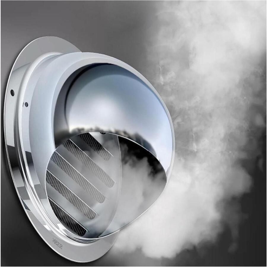 Wandventilatiedop Afzuigkap rooster Luchtstroom bevorderen Roestvrij staal 9.8cm Zilver - Foto 1