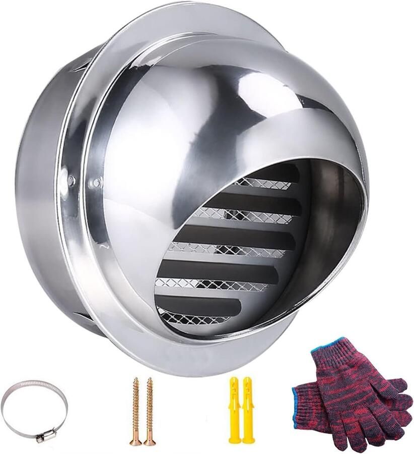 Wandventilatiekap Afzuigkap rooster Lucht circuleren Met horngaas 150 mm Zilver - Foto 1