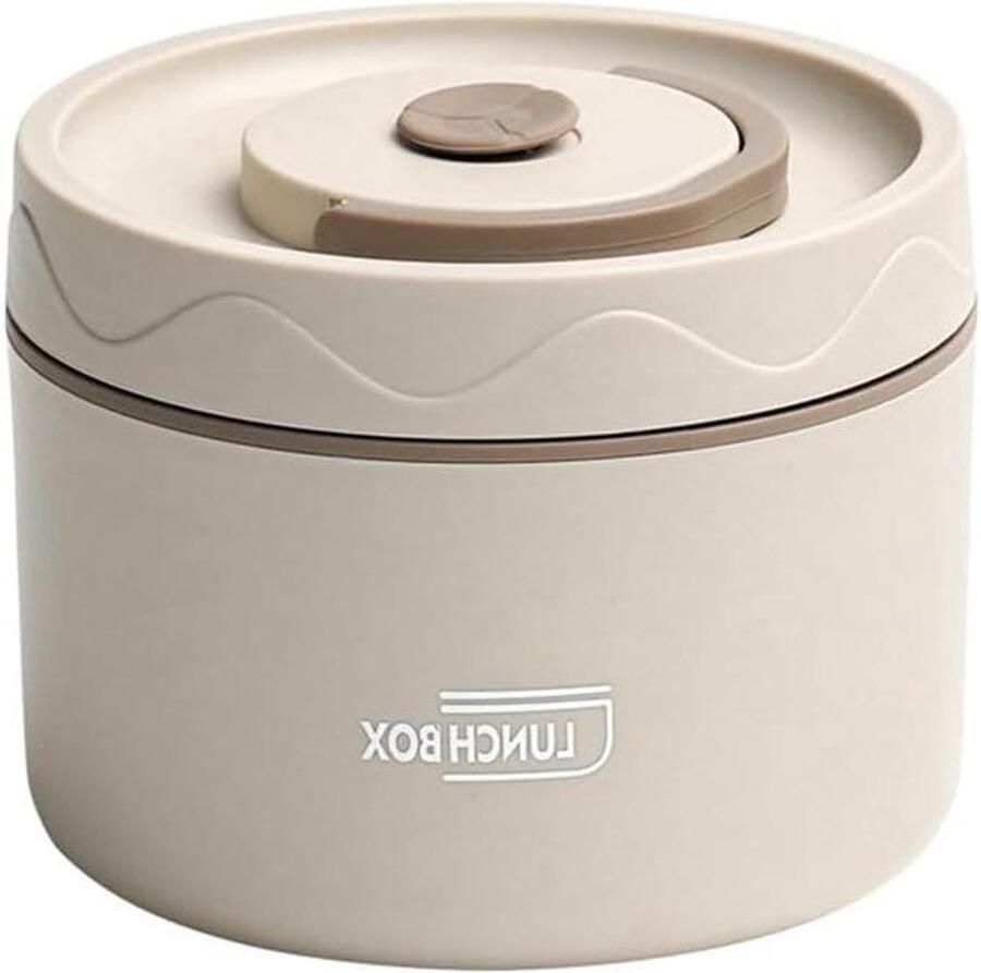 Warme lunchbox Thermo lunchbox Voedselcontainer Lunch meenemen Lekvrij design 550 ml Beige