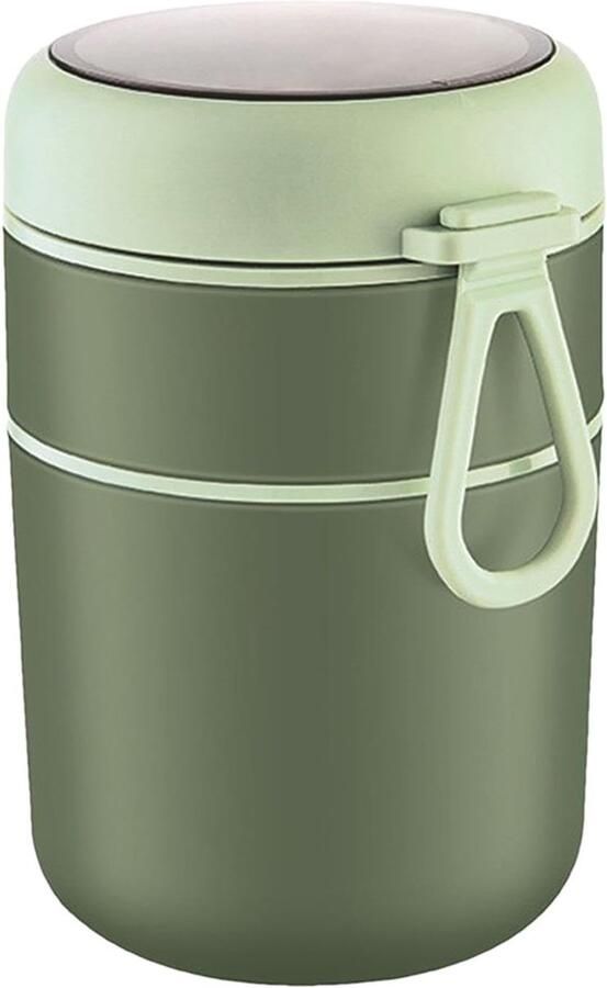 Warme lunchcontainer Geïsoleerde pot Warm eten meenemen Lekvrij roestvrij staal 16 x 10.5 cm Groen