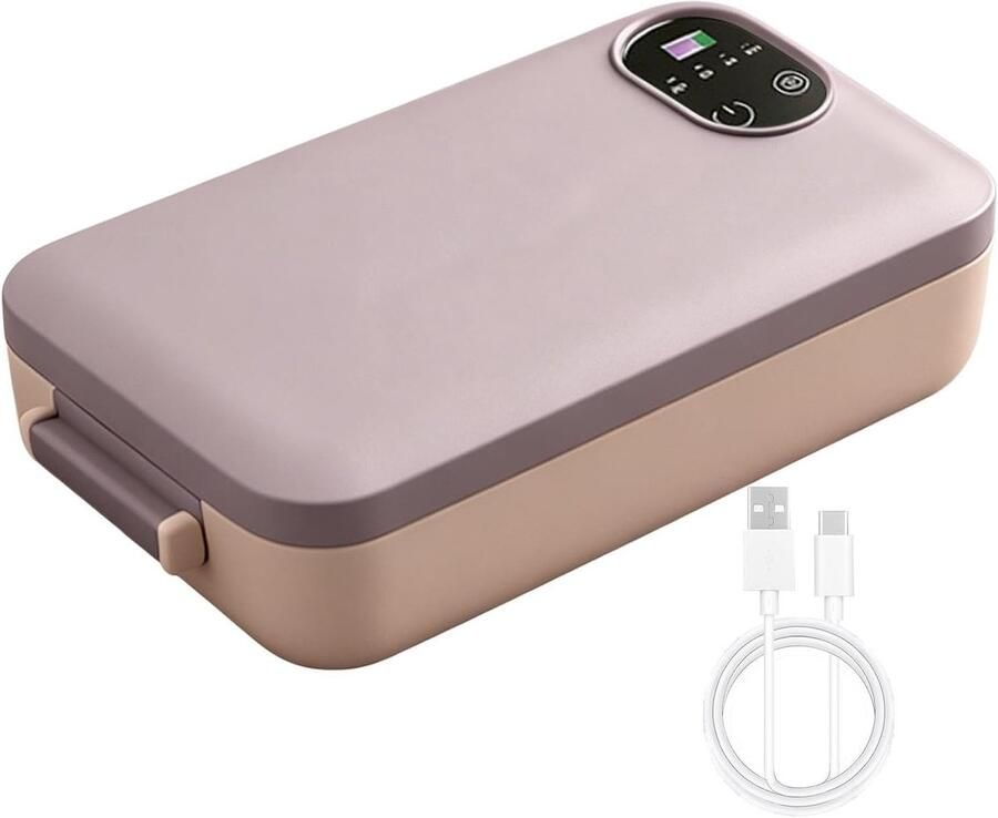 Warme Maaltijdbox Draagbare Oven Onderweg Eten Snelle Verwarming 900 ml Roze